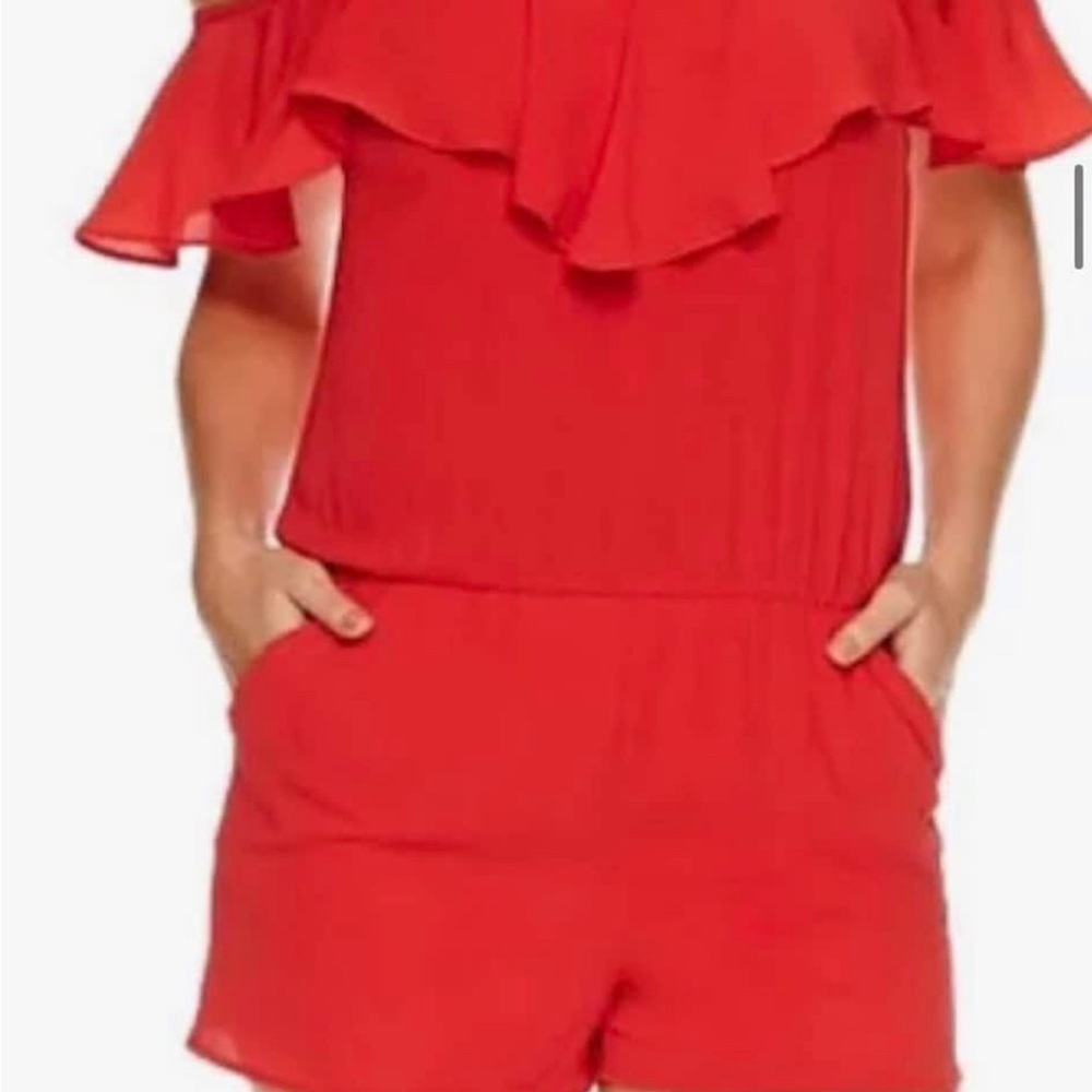 Bright Red Ruffled Romper - Picture 3 of 3